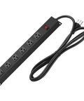 Heavy Duty Wall Mount Power Strip With Six Wide Spaced Outlets And A Fifteen Foot 14 Gauge Power Cord Aluminum Alloy Mount Socket With Switch 15A 125V 1875W Built For Home Office And Workshop Use