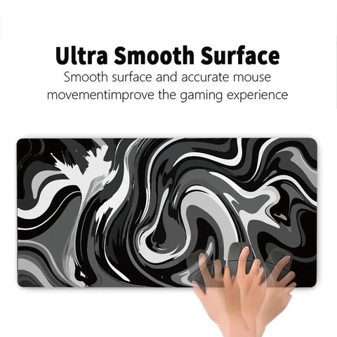 XL Gaming Mouse Pad With Stitched Edges, Black And White Desk Mat, Extra Large 31.5 By 15.8 Inches, Anti Slip Rubber Base