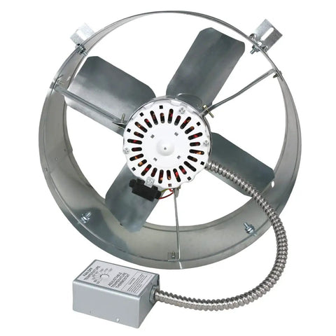 Gable Mount Attic Ventilator with 14 Inch Blade and 2.6 Amp Motor, Thermostat Controlled Exhaust Fan for up to 1850 Sq Ft