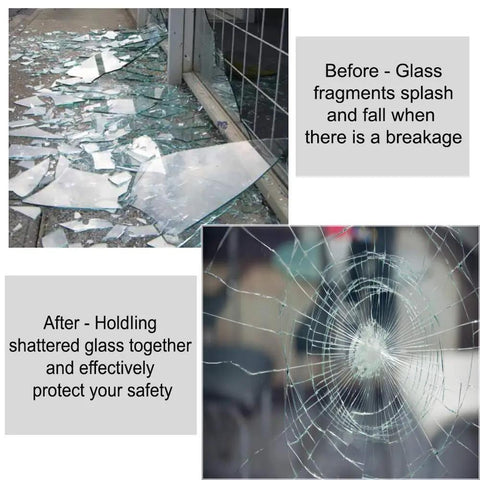 Clear Window Security Film Adhesive 2 Mil Anti Shatter UV Blocking Shield for Home and Office demonstrates shatter protection
