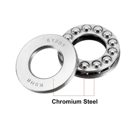Thrust ball bearings, chrome steel, 25×47×15 mm, 2 pcs, front view