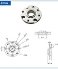 Heavy Duty Hollow Plane Shaft 360 Degree Rotation Disc Hinge With 1.0N.m Damping details with dimensional drawings and side view.