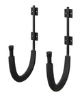 Heavy Duty Kayak Wall Mount Rack With 100 Lb Capacity For Kayaks Paddleboards Surfboards Snowboards And More Garage Storage Space Saver Wall Hanger Keeps Your Gear Neatly Off The Floor, shown with foam-padded J-hooks