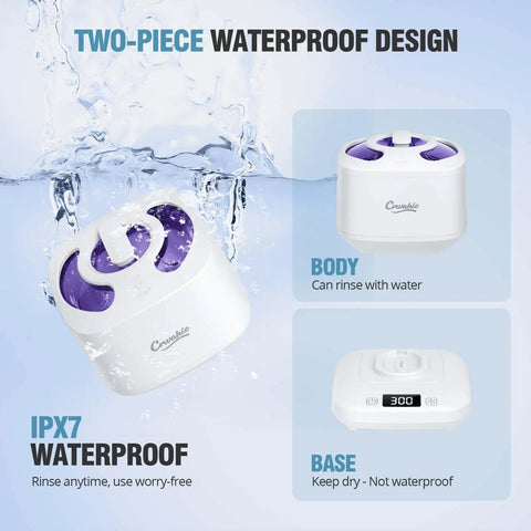 Detachable 45kHz Ultrasonic Retainer Cleaner With 3 Cleaning Modes, Visible Window And Digital Timer in water indicating IPX7 waterproof