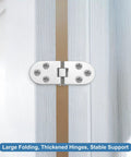 Heavy Duty Folding Table Hinges 4 Pack Stainless Steel Round Edge Brackets Easy Install Hardware For Furniture Build Solid Pivot Zero Drama Assembly Silver Finish Top Shelf Hardware Pick For Weekend Builders mounted on wood.