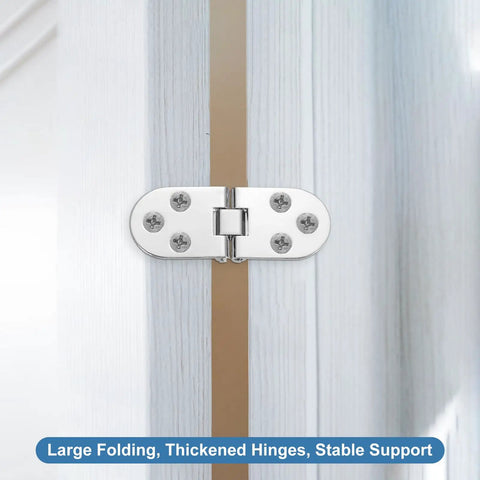 Heavy Duty Folding Table Hinges 4 Pack Stainless Steel Round Edge Brackets Easy Install Hardware For Furniture Build Solid Pivot Zero Drama Assembly Silver Finish Top Shelf Hardware Pick For Weekend Builders mounted on wood.