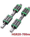 Beefed Up Linear Rail Kit With Dual HGR20 Rails And Four Blocks, SFU1605 Ballscrew Set In 400mm, 700mm, Or 1000mm, Includes BKBF12 End Supports, Nut Housing, And Coupling For Precision CNC Builds. HGR20-700mm dual rail set with four linear blocks