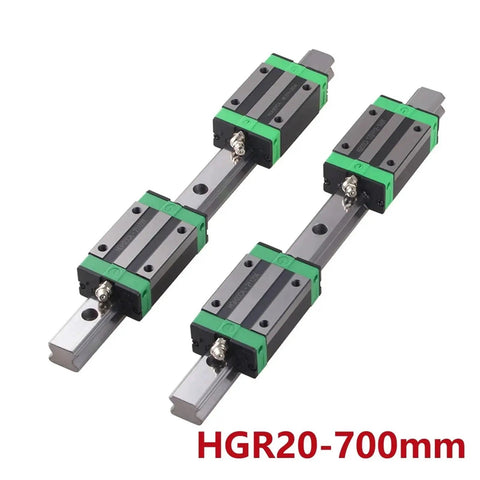 Beefed Up Linear Rail Kit With Dual HGR20 Rails And Four Blocks, SFU1605 Ballscrew Set In 400mm, 700mm, Or 1000mm, Includes BKBF12 End Supports, Nut Housing, And Coupling For Precision CNC Builds. HGR20-700mm dual rail set with four linear blocks