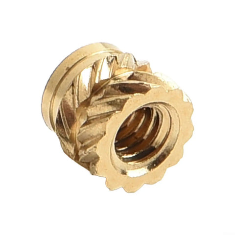 Top Tier Brass Knurled Heat Set Threaded Inserts For 3D Prints And Thermoplastics showing detailed view of brass insert.