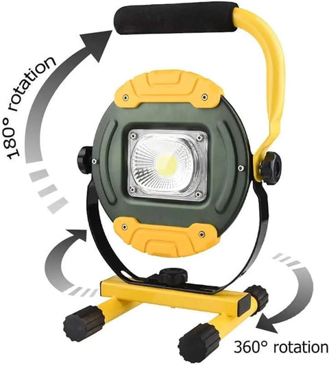 30W Portable Floodlight, Led Construction Flood Lights Outdoor Waterpr with rotating handle for versatile lighting angle.