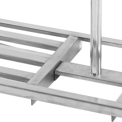 Close-up of Lawn Leveling Rake With Telescopic Stainless Steel Handle Ergonomic No Bend Design To Save Your Back Back Saver Garden Leveler.