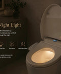No Fuss Electric Bidet Toilet Seat For Elongated Toilets With Heated Seat And Instant Warm Air Dryer Featuring Adjustable Water Pressure And Dead Simple Side Controls, showing soft night light for comfort.