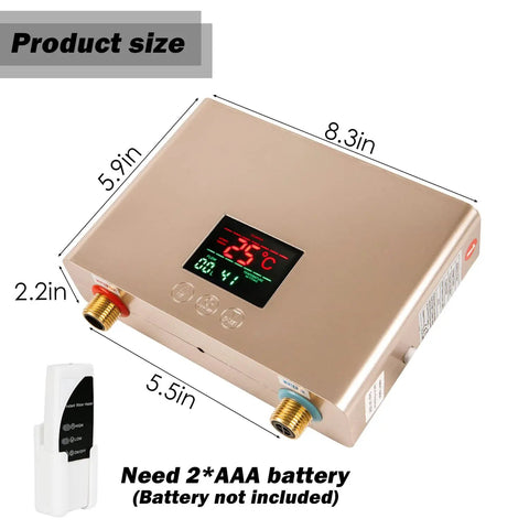 5500W Tankless Under Sink Hot Water Heater 110V Thermostatic Instant On Demand Water Heater With Remote Control dimensions