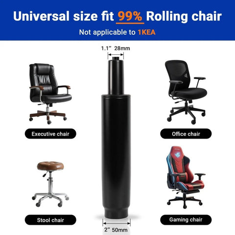Beefy Heavy Duty Chair Gas Cylinder Replacement With 3.9 Inch Stroke And 1000 Lbs Class 4 Hydraulic Lift Universal Pneumatic Piston displayed with various chairs