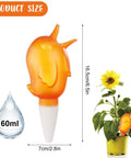 Eight Pack Self Watering Spikes For Plants With 60ml Bird Shape Automatic Watering Globes Dimensions and Plant Example