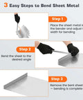 3 steps to use Heavy Duty 15.25 Inch Sheet Metal Folding Hemming Tool Handheld Bender for standing seam roofing panels and HVAC duct work