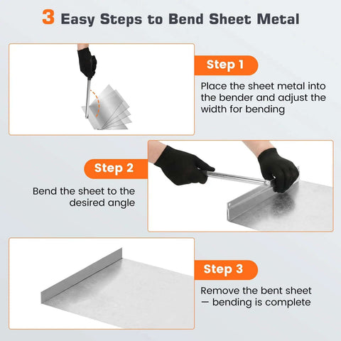 3 steps to use Heavy Duty 15.25 Inch Sheet Metal Folding Hemming Tool Handheld Bender for standing seam roofing panels and HVAC duct work