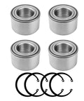 Set of four silver metal wheel bearings with black retaining rings (circlips) for Arctic Cat ATVs