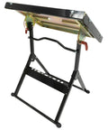 Heavy Duty Foldable Welding Table With Rock Solid Hold Industrial Workbench Built Tough For Shop Hustle, adjustable angle view.