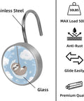 Close-up of sloth design on 12 Pcs Totally Adorable Sloth Shower Curtain Hooks With Clouds Set for decorative animal motif.