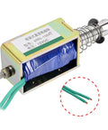 12V DC Push Pull Solenoid Electromagnet, 60N Force, 10mm Stroke, Open Frame, Spring Return Plunger, copper coil with wires