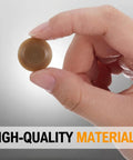 Hand holding a light oak door threshold screw cover from the twenty piece set, showcasing material quality and size.
