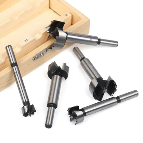 Grab These 5 PCS Forstner Drill Bits With Self Centering Design For Easy Wood Boring. Perfect For DIY Projects And Precision Holes From 15 To 35 Mm Range Using Standard Hand Tools. Super High Carbide Tips Make Cutting Smooth And Fast Without Mess! 5-piece carbide wood drill bit set with 8mm shank