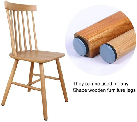 Heavy Duty Chair Leg Floor Protectors And Furniture Sliders With Bumper Glides For Hardwood Surfaces That Deliver A Slick Smooth Glide And Top Tier Scratch Defense While Keeping Your Floors Fresh In A Solid 20 Piece Set, shown on a wooden chair leg.