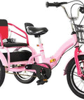 Pink Foldable Three Wheel Tricycle Cruiser With Back Seat, Front Disc Brake And Dual Brakes, Dope City Cruising Ride