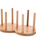 Freestanding Cup Dispenser And Storage Rack With 6 Hooks Wooden Frame And Gold Tone Wire Portable Table Cup Holder