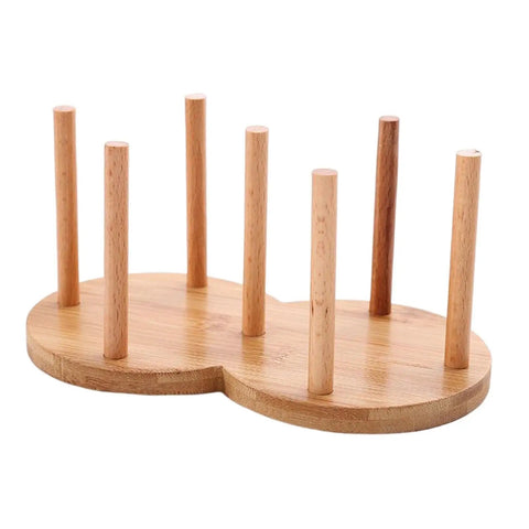 Freestanding Cup Dispenser And Storage Rack With 6 Hooks Wooden Frame And Gold Tone Wire Portable Table Cup Holder