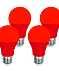Red LED Light Bulbs 9W 60W Equivalent E26 A19 120V Four Pack For Bedroom Porch Holidays Parties Valentines Day Halloween Christmas Home Decor Cozy Red Mood Lighting