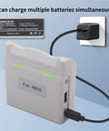 Two Way Charger With Storage For Neo Battery, 45W Rapid Dual Charging Hub plugged into wall, charging with micro USB cable