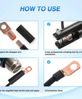 How to use guide for Heavy Duty Battery Terminal Crimp Connector Kit With 70 Copper Wire Lugs And 80 Heat Shrink Tubing