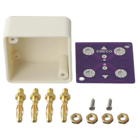 4-Wire Short Socket Calibration Adapter For Digital Multimeters With Gold-Plated Copper Banana Probes, 19.05 mm Pitch