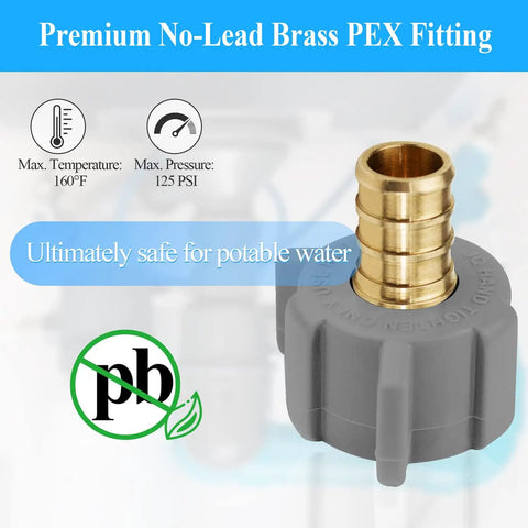 4 Piece PEX Fittings Kit With Half Inch Swivel Adapters For Drinking Water, Lead Free DZR Brass, Copper Crimp Rings And Stainless Clamps For RV, Under Sink And Home Plumbing Repairs, no-lead brass fitting