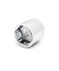 Chrome socket from Three Eighths Inch Drive Stubby Socket Set, 14 Piece, 6 Point MM, Low Profile Design For Tight Spaces, Off Corner Loading Reduces Stripping.