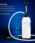 SMOTIVEPRO 1L hand oil transfer pump; white plastic bottle with black plunger and attached discharge tube