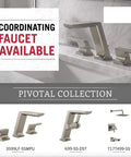 Pivotal Collection bathroom faucet set with coordinating designs shown on marble surface