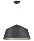 Matte Brushed Gun Metal Finish One-Light Indoor Pendant In Black With Classic Shape And Time-Worn Vibe, Silver Interior Shine