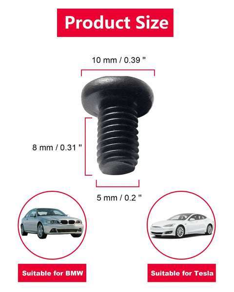 Anti Theft Black Stainless Steel License Plate Screws For BMW And Tesla 0.8x8mm M5 Bolts With Caps Rustproof Security Fasteners