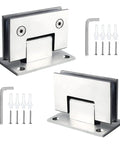 Soft Close Shower Door Hinges Set Stainless Steel 2 Pack 90 Degree Frameless Glass Clamp For 8 To 10mm Thick Glass Wall Mount