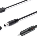 Badass 12V Car Charger With DC Power Cord And Eleven Swappable Plugs For GPS Camera Bluetooth Speaker Shaver Fan And Vehicle Gadgets Hella Versatile Universal Adapter For Any Ride You Own with USB and barrel plugs.