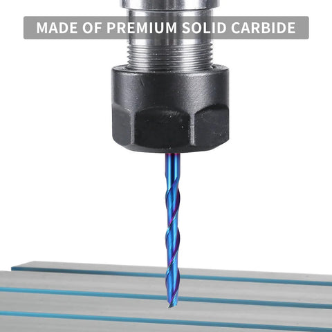 Router bit: EANOSIC extra-long 4-inch upcut spiral, 1/4" shank, 1/4" cutting diameter, solid carbide with NACO coating