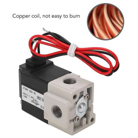 Three Way Vacuum Solenoid Valve Direct Acting Two Position Pneumatic Air Valve With Copper Coil And Polished Internal Wall