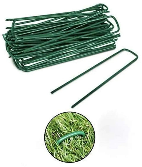 Heavy Duty Garden Ground Stakes 6 Inch U Shaped Steel Pegs For Lawn Fabric Netting Matting Pro Grade Landscape Anchors 20 Pack