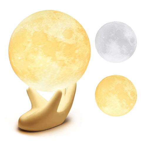 3.5 Inch 3D Moon Lamp With Ceramic Base Touch Dimmable LED Night Light For Kids Room Cozy Mood Lighting Ambient Glow