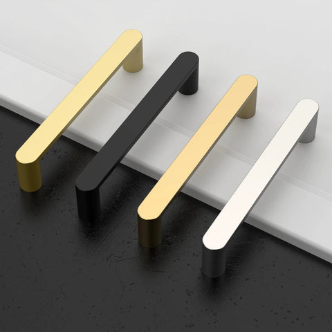 Assorted cabinet pulls showcasing a 10 Pack Matte Black 5 Inch Hole Center Kitchen Cabinet Pulls ZH0005MB Modern Hardware.