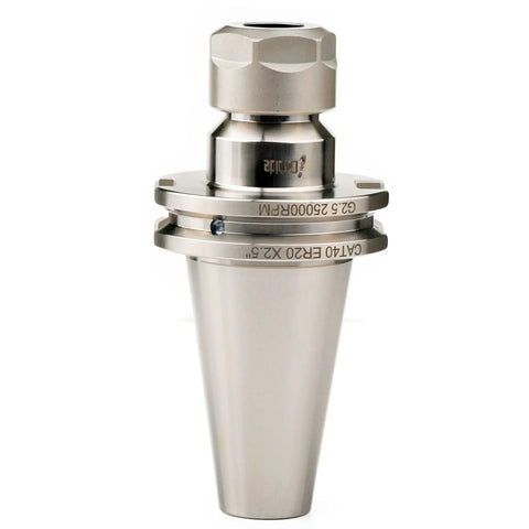Top Shelf Cat40 Er20 Collet Chuck Tool Holder With Rock Solid G2.5 Balance Rating And Slick Precision Tolerances Crafted For Heavy Duty Milling And Smoother High Speed Machining Runs Up To Twenty Five Thousand RPM