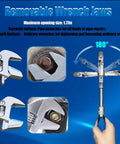 Adjustable Wrench With Flexible Head, 10 To 12.4 Inch Retractable Ratchet Crescent Tool with 180 Degree Rotatable Head
